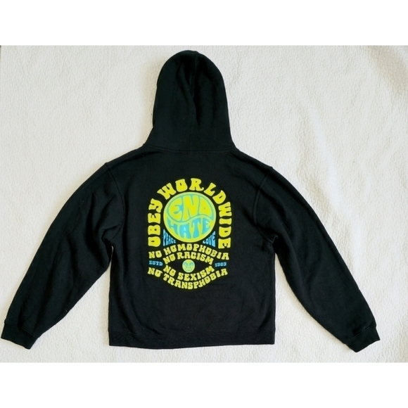 Obey End Hate Crop Hoodie - Picture 2 of 4